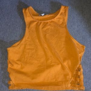 Charlotte Russe mustard alter crop top small